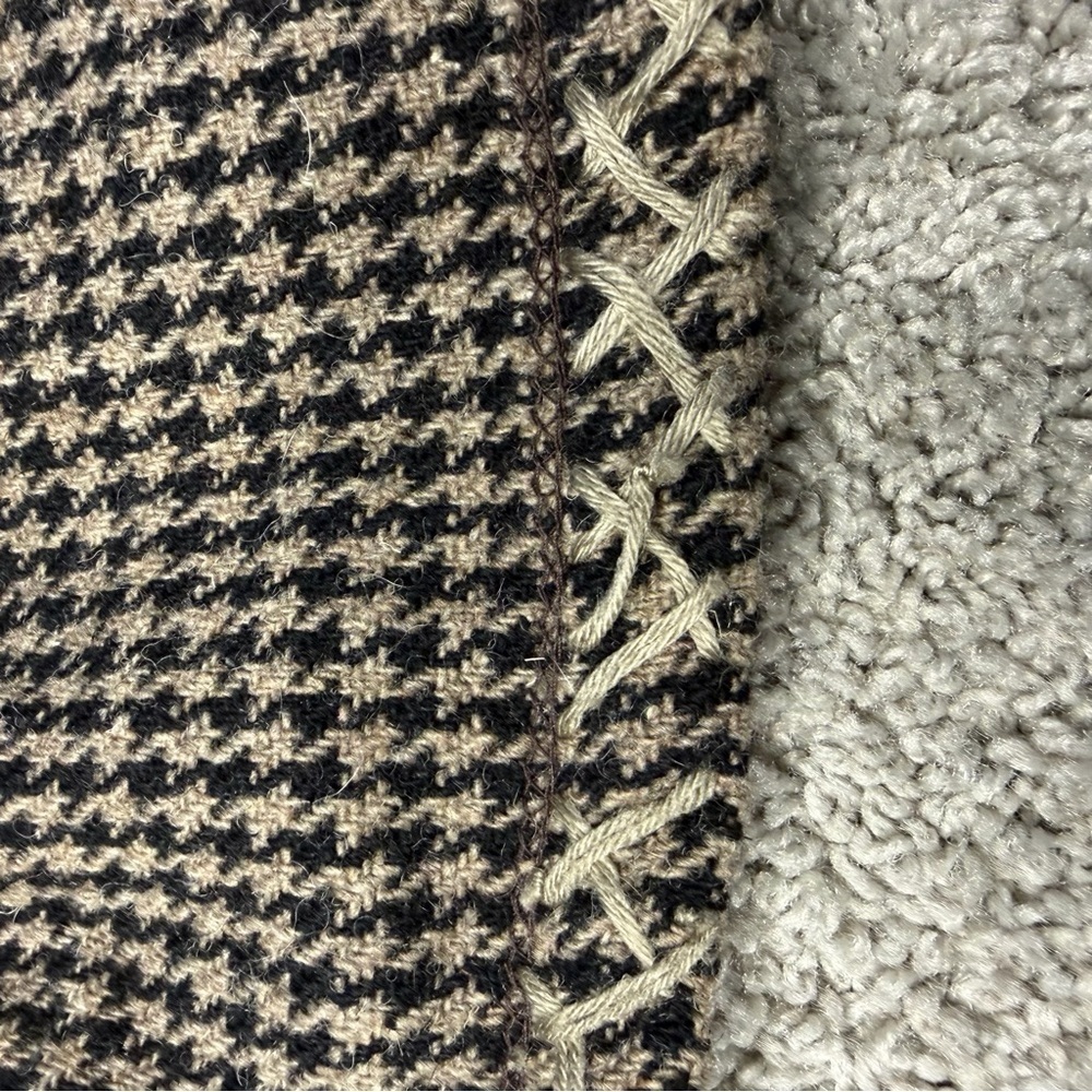Vintage Joujou Houndstooth Tweed Wool Blend Wrap Skirt Size 6 Black Brown Tan - Picture 2 of 6